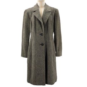 Ellen Tracy Vintage Wool Tweed Notch Collar Fitted Topper Duster Jacket Size 10